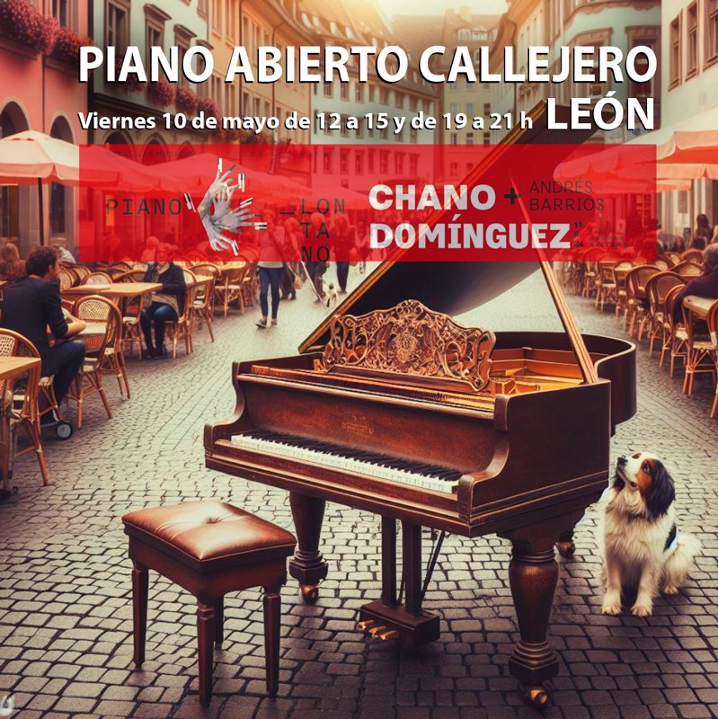 Piano abierto callejero en distintos lugares de la ciudad de León