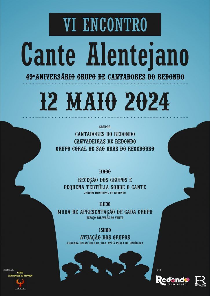 VI Encontro de Cante Alentejano | 49º Aniversário do Grupo de Cantadores de Redondo | 12 de maio | Redondo
