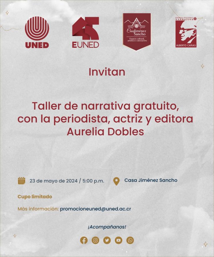 Taller de narrativa gratuito con Aurelia Dobles