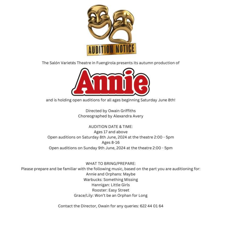 Audition Notice for 'Annie', the musical