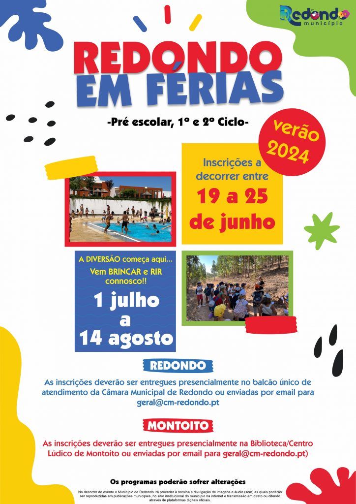 Verão 2024 | “Redondo em Férias”: de 01 de julho a 14 de agosto | Redondo e Montoito