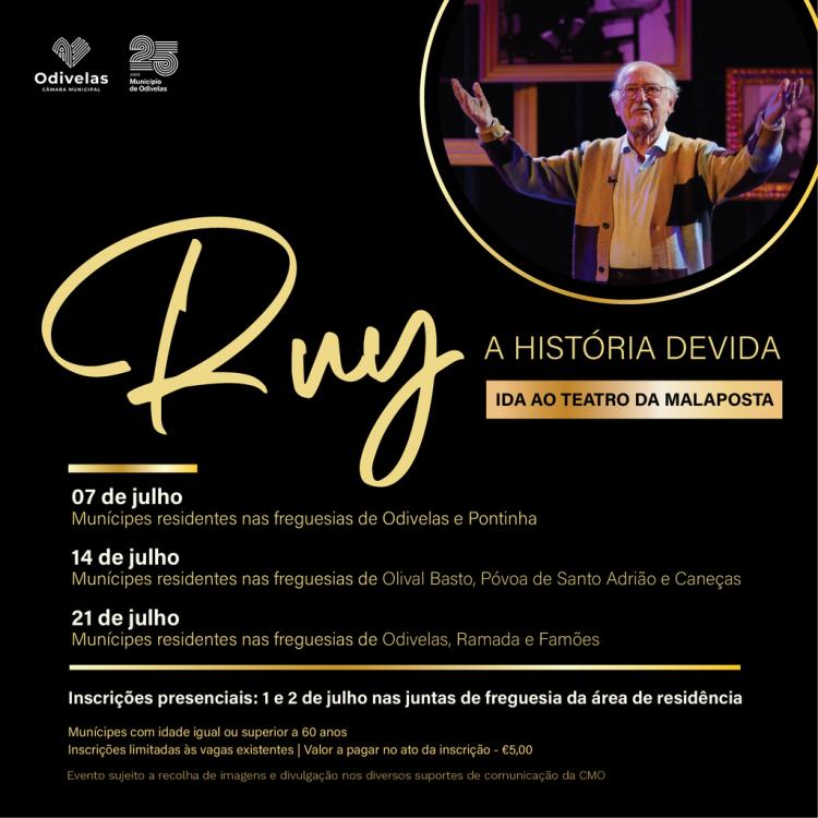 INSCRIÇÕES | IDA AO TEATRO 'RUY, História devida' | Teatro