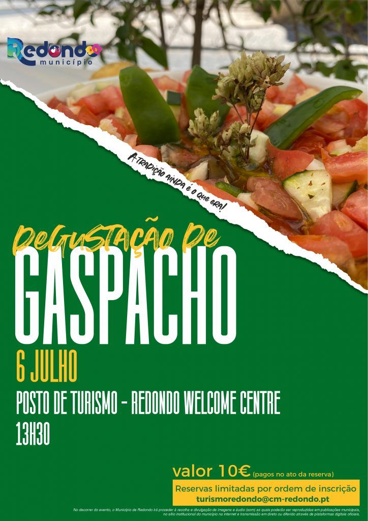 A tradição ainda é o que era! – Degustação de Gaspacho | 06 de julho | 13h30 | Posto de Turismo Redondo Welcome Centre