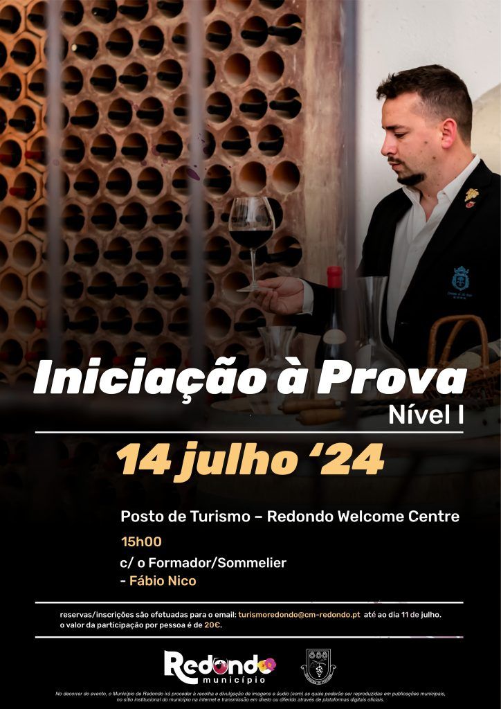 Iniciação à Prova de Vinhos – Nível 1 | 14 de julho | Posto de Turismo Redondo Welcome Centre