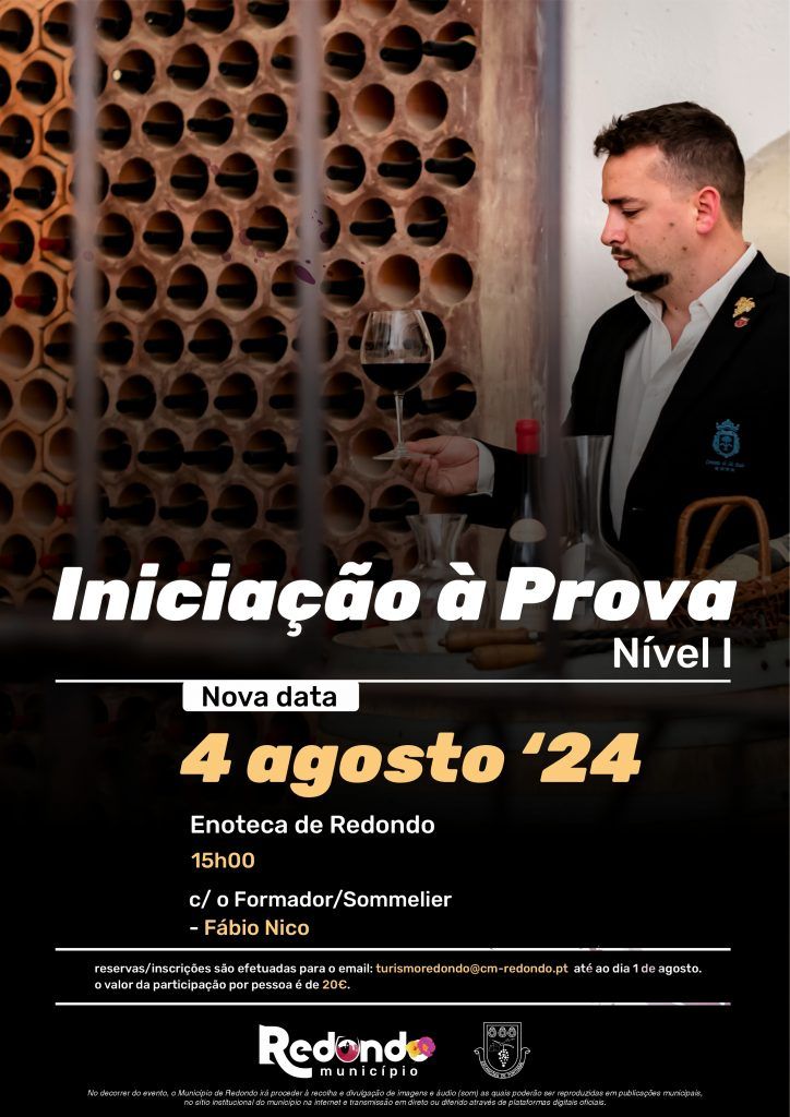 Iniciação à Prova de Vinhos – Nível 1 | 04 de agosto | Posto de Turismo Redondo Welcome Centre