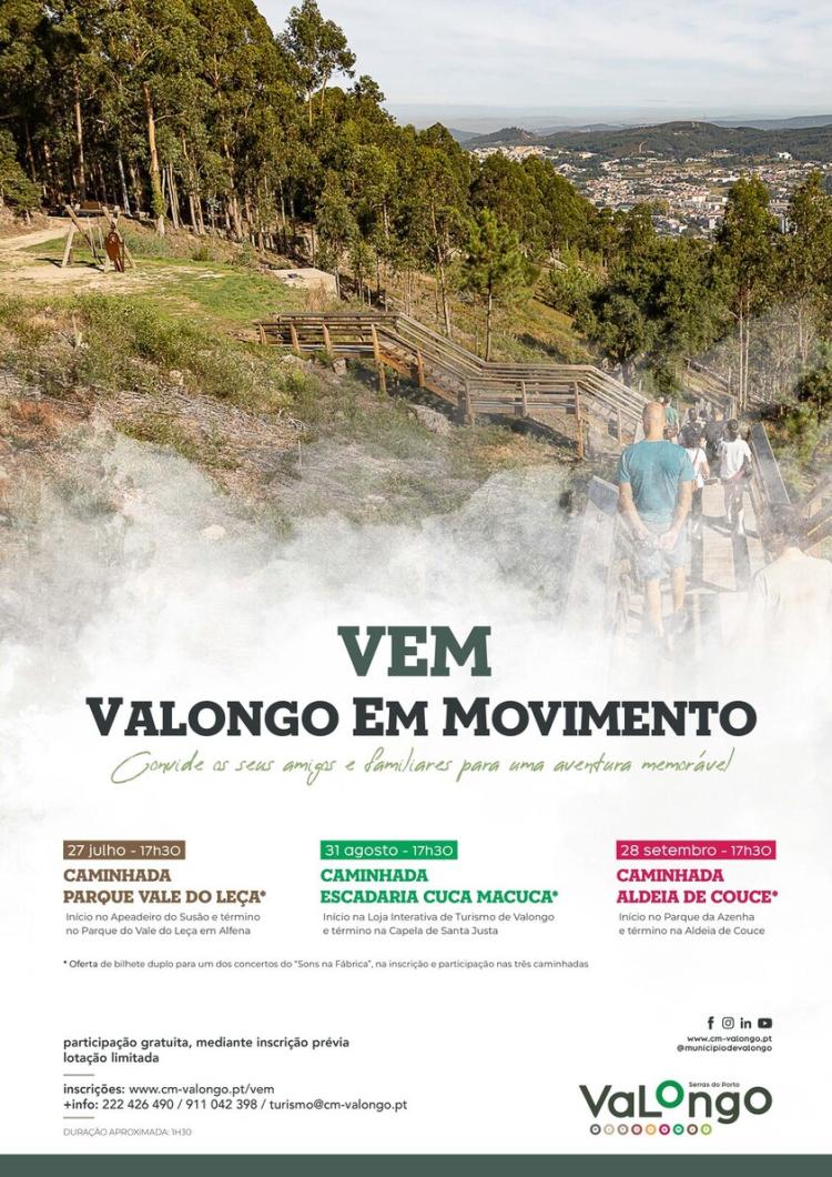 Valongo em Movimento convida para 3 caminhadas pelo nosso território