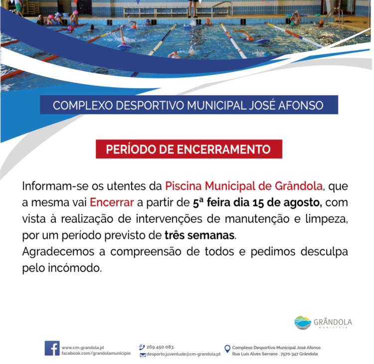 DESPORTO | Informação de encerramento - Piscina Municipal