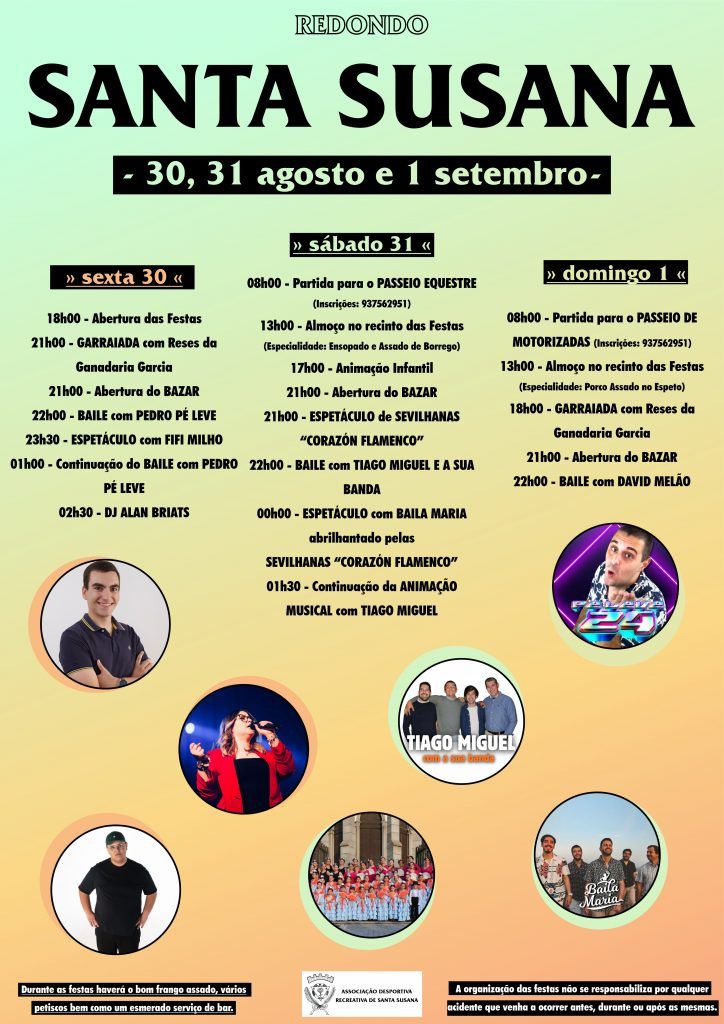 Festas de Santa Susana | 30, 31 de agosto e 01 de setembro