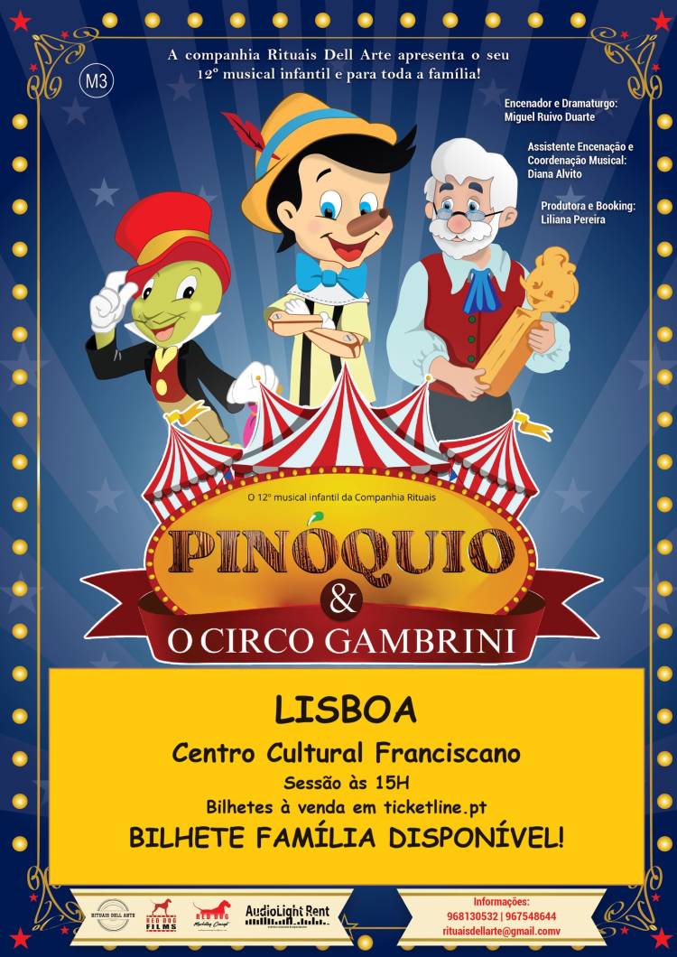 Musical PINÓQUIO e o circo Gambrini em LISBOA