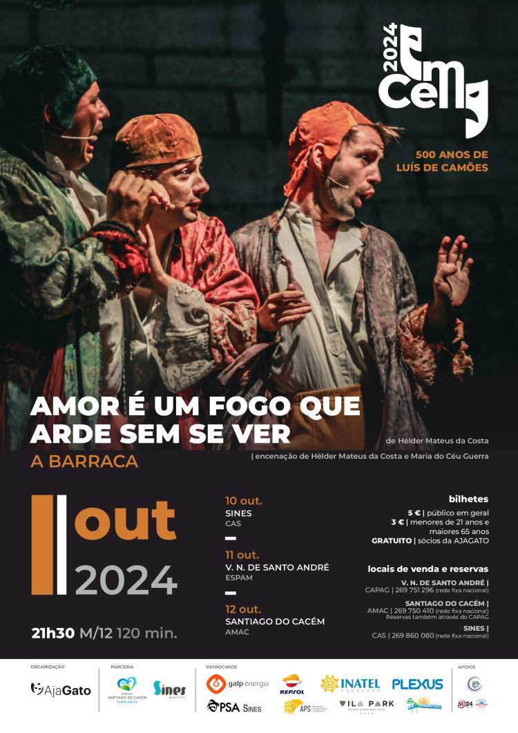 EmCena apresenta “Amor é um fogo que arde sem se ver” por A Barraca teatro