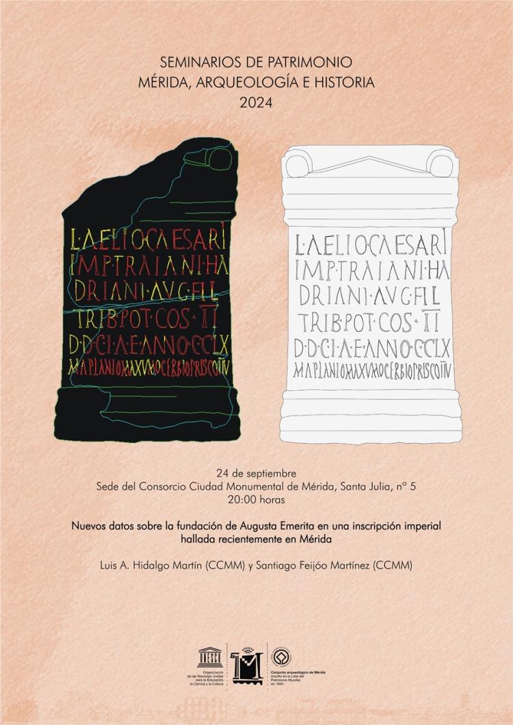 Seminario de Patrimonio «Nuevos datos sobre la fundación de Augusta Emerita en una inscripción imperial hallada recientemente en Mérida”