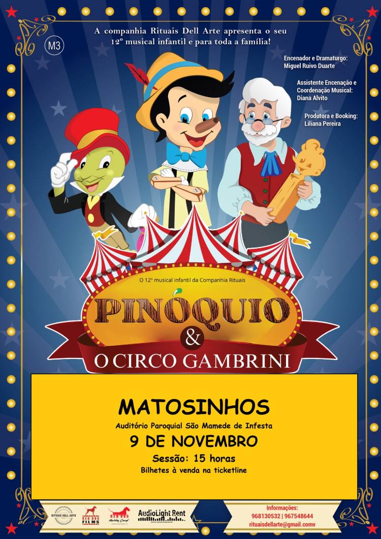 Musical PINÓQUIO e o circo Gambrini em MATOSINHOS