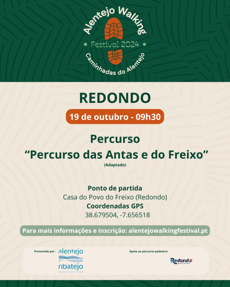 Alentejo Walking Festival 2024: Percurso das Antas e do Freixo | 19 de outubro | 09h30 | Ponto de partida – Casa do Povo do Freixo