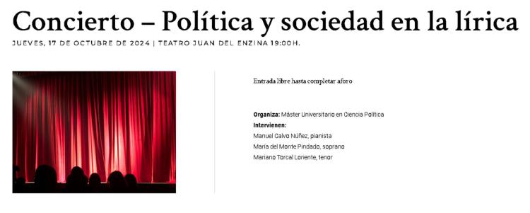 Concierto – Política y sociedad en la lírica
