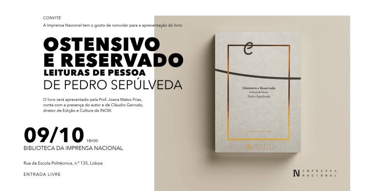 Ostensivo e Reservado, Leituras de Pessoa, novo título publicado pela Imprensa Nacional na Coleç