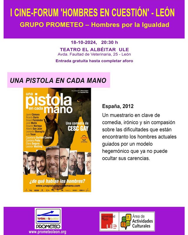 «Una pistola en cada mano»  Dir.: Cesc Gay – Grupo Prometeo – Hombres por la Igualdad. Teatro El Albéitar