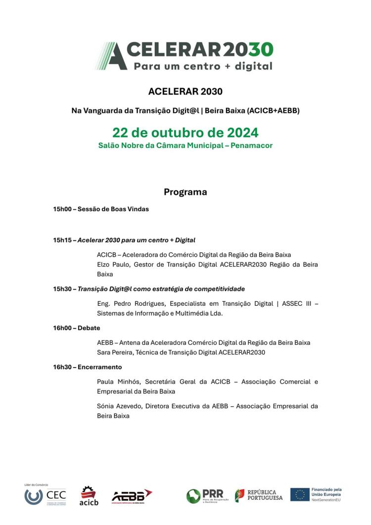 Projeto ACELERAR 2030 – Para um Centro + Digital