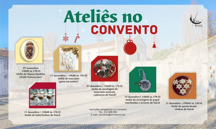 Ateliês no Convento em NOVEMBRO e DEZEMBRO’24