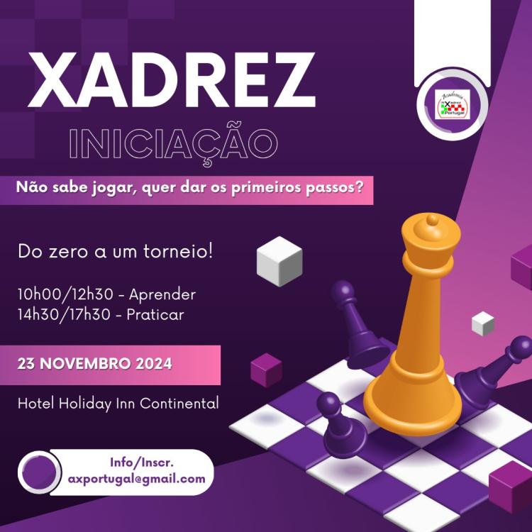 Dia de xadrez para Iniciados 'Do zero a um torneio'