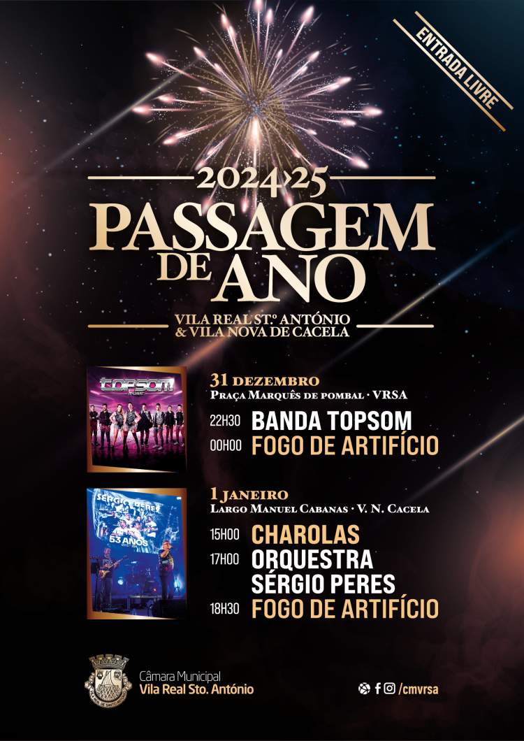Passagem de Ano Vila Real Santo António e Vila Nova de Cacela