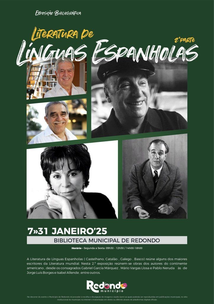 Exposição bibliográfica “Literatura de Línguas Espanholas” (2ª parte) | de 07 a 31 de janeiro | Biblioteca Municipal de Redondo