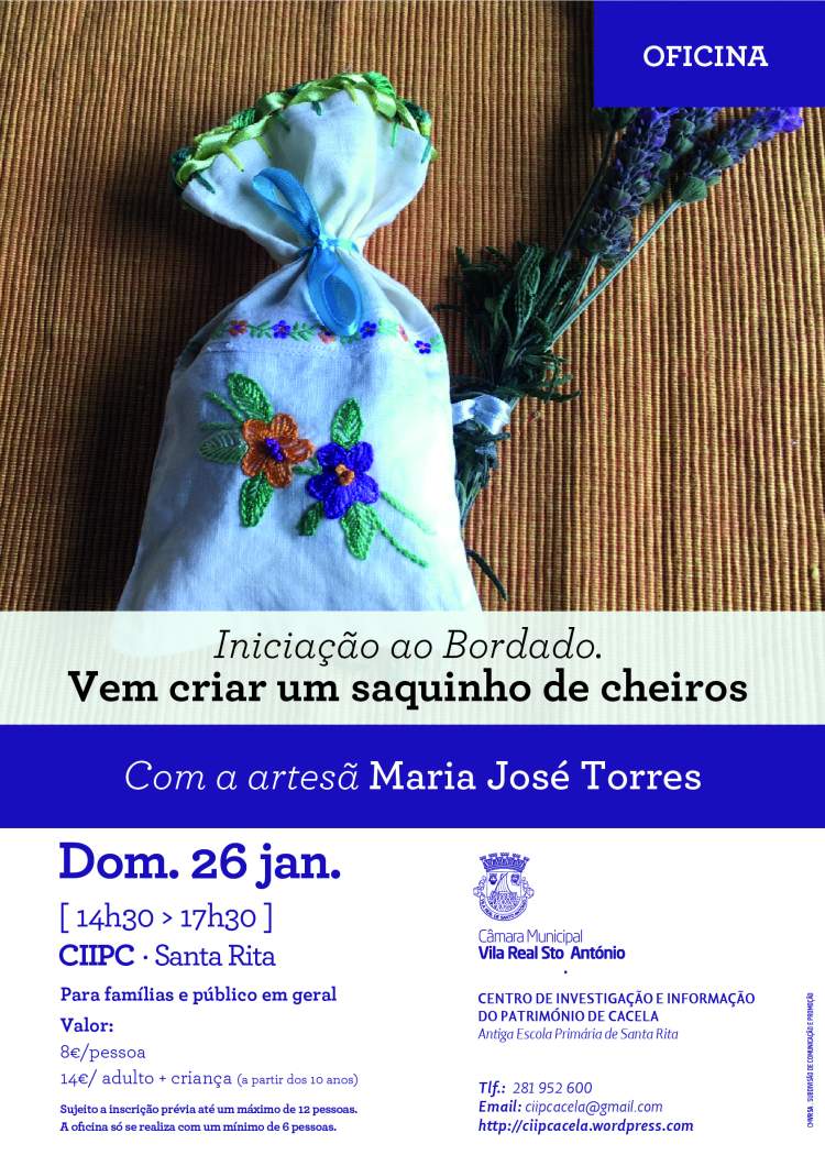 Oficina «Iniciação ao Bordado. Vem criar um saquinho de cheiros»