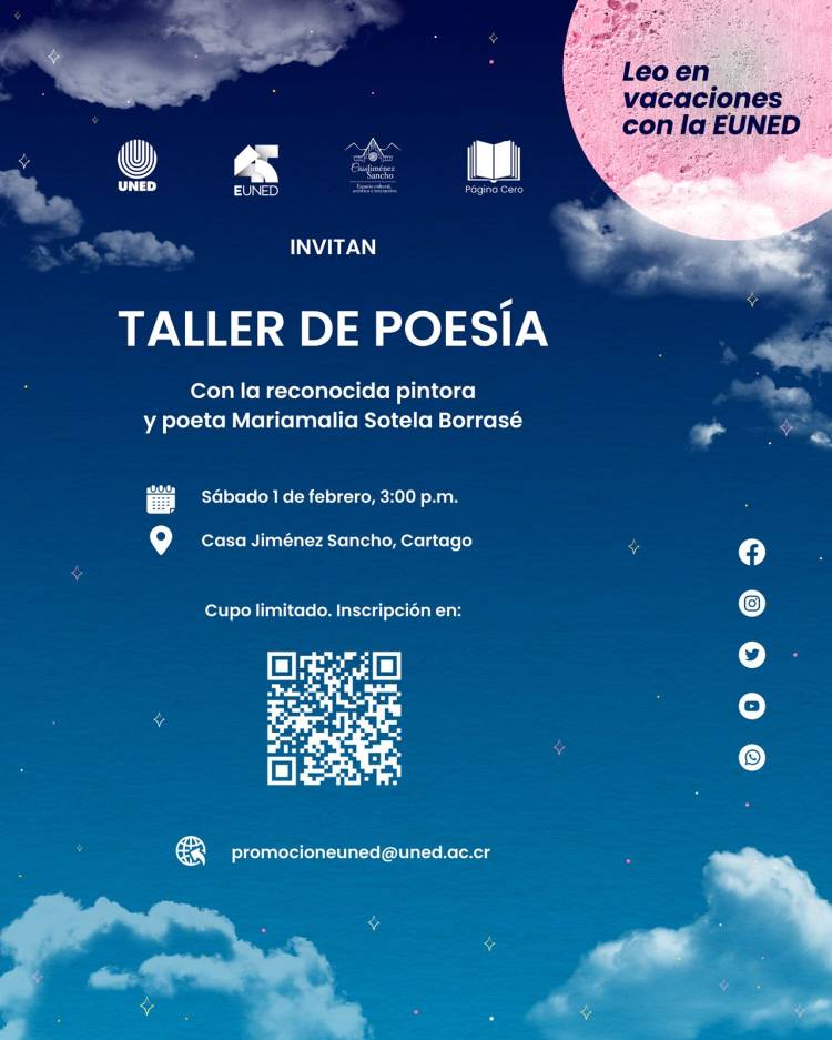 Leo en vacaciones con la EUNED: Taller de poesía gratuito