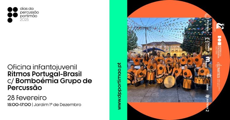 DPP’24 | Oficina infantojuvenil Ritmos Portugal-Brasil c/ Bomboémia Grupo de Percussão