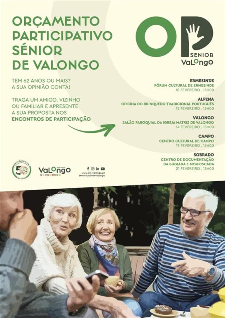 Próxima Sessão do Orçamento Participativo Sénior de Valongo a 19 de fevereiro