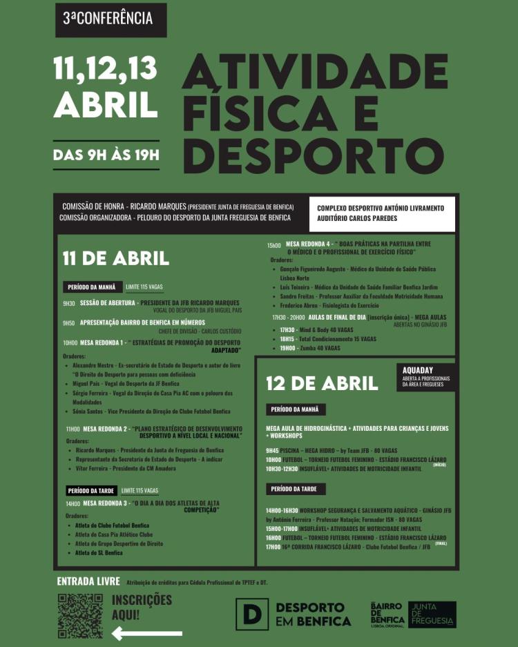 3ª Conferência de Atividade Física e Desporto - Junta de Freguesia de Benfica