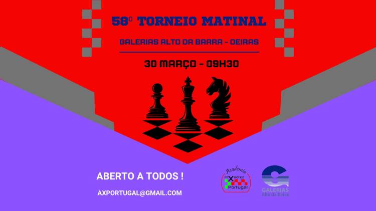 58º Torneio Matinal Galerias Alto da Barra - Open+Sub12 (Aberto a federados ou não federados)