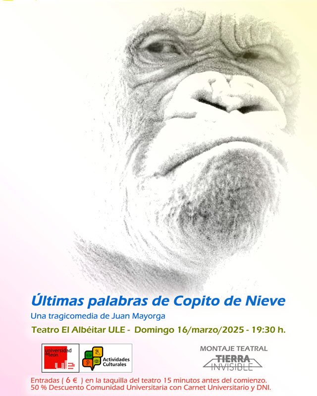 TIERRA INVISIBLE TEATRO presenta: «ÚLTIMAS PALABRAS DE COPITO DE NIEVE», de Juan Mayorga. Teatro El Albéitar
