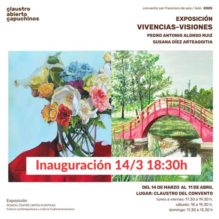 «VIVENCIAS – VISIONES», exposición de pintura de Susana  Díez Arteagoitia y Pedro Antonio Alonso Ruíz. Convento San Francisco de Asís