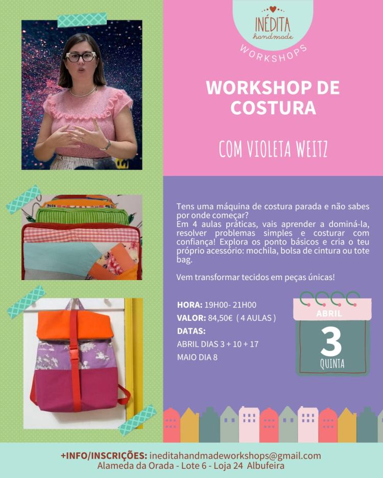  WORKSHOP DE COSTURA – 4 AULAS PARA APRENDERES E CRIARES! 