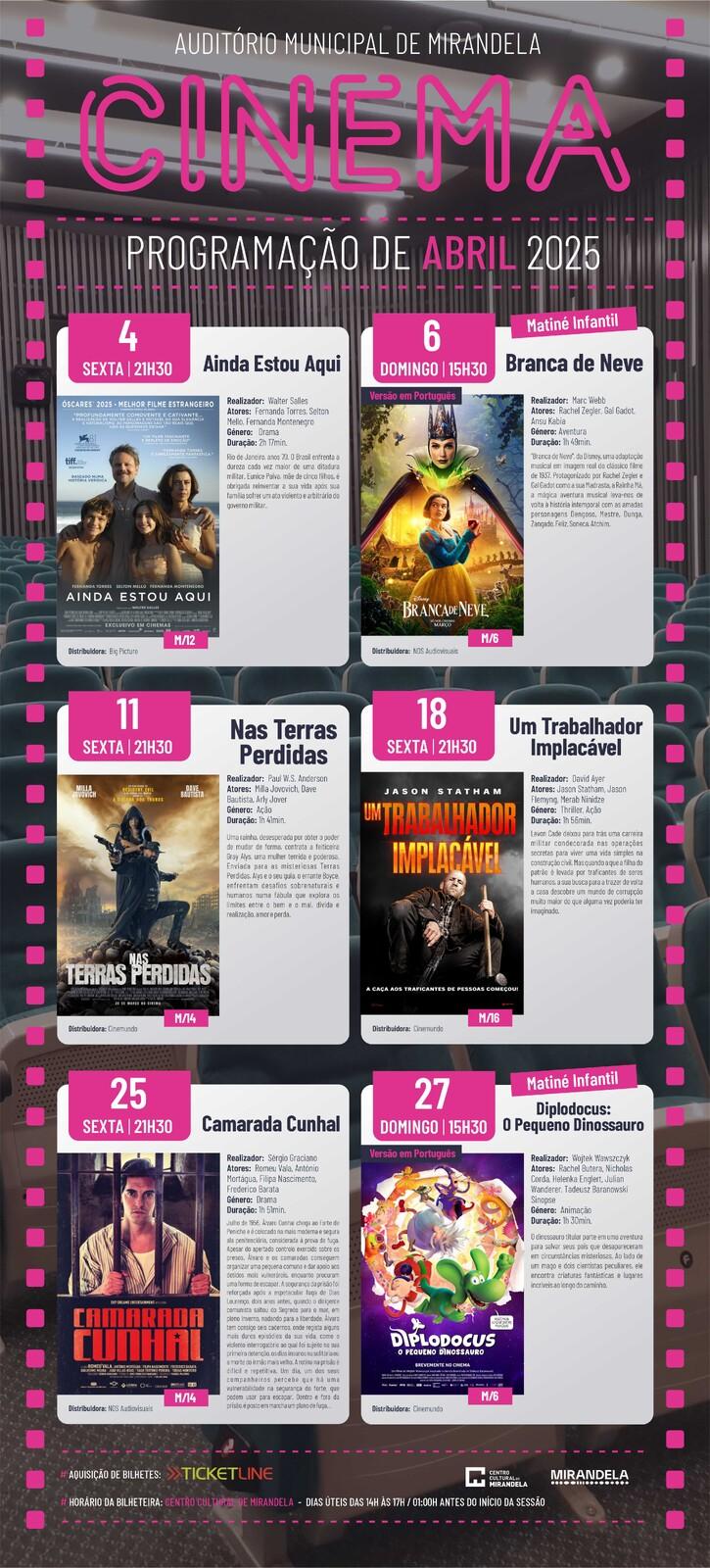 Cinema - abril 2025 - O melhor Cinema é no Centro Cultural de Mirandela