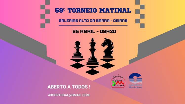 59º Torneio Matinal Galerias Alto da Barra - Open+Sub12 (Aberto a federados ou não federados)