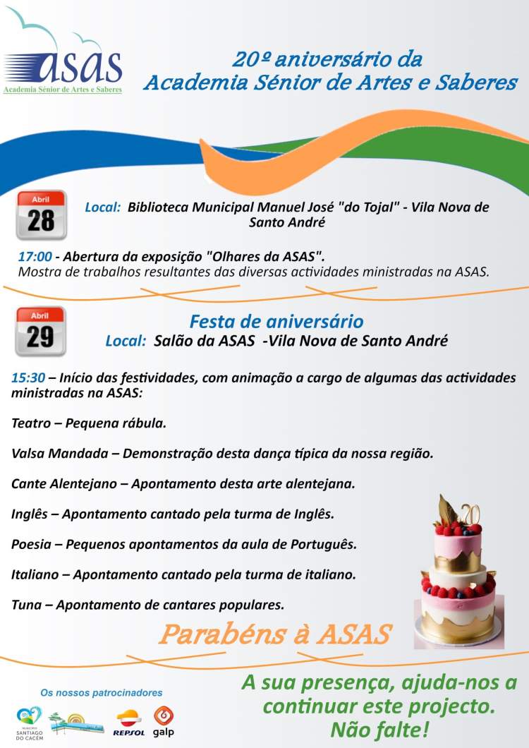 20.º Aniversário da Academia Sénior de Artes e Saberes