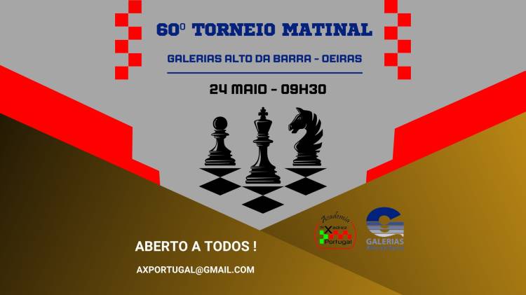 60º Torneio Matinal Galerias Alto da Barra - Open+Sub12 (Aberto a federados ou não)