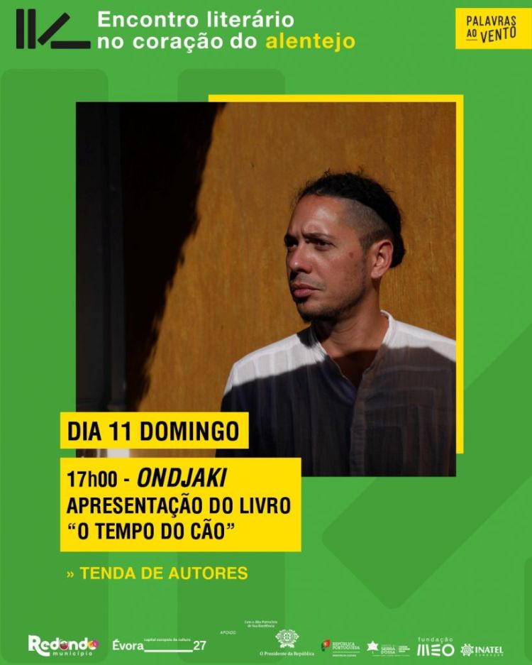 Palavras ao Vento: Apresentação do livro “O Tempo do Cão” – Ondjaki | dia 11 de maio | 17h00 | Jardim Municipal de Redondo