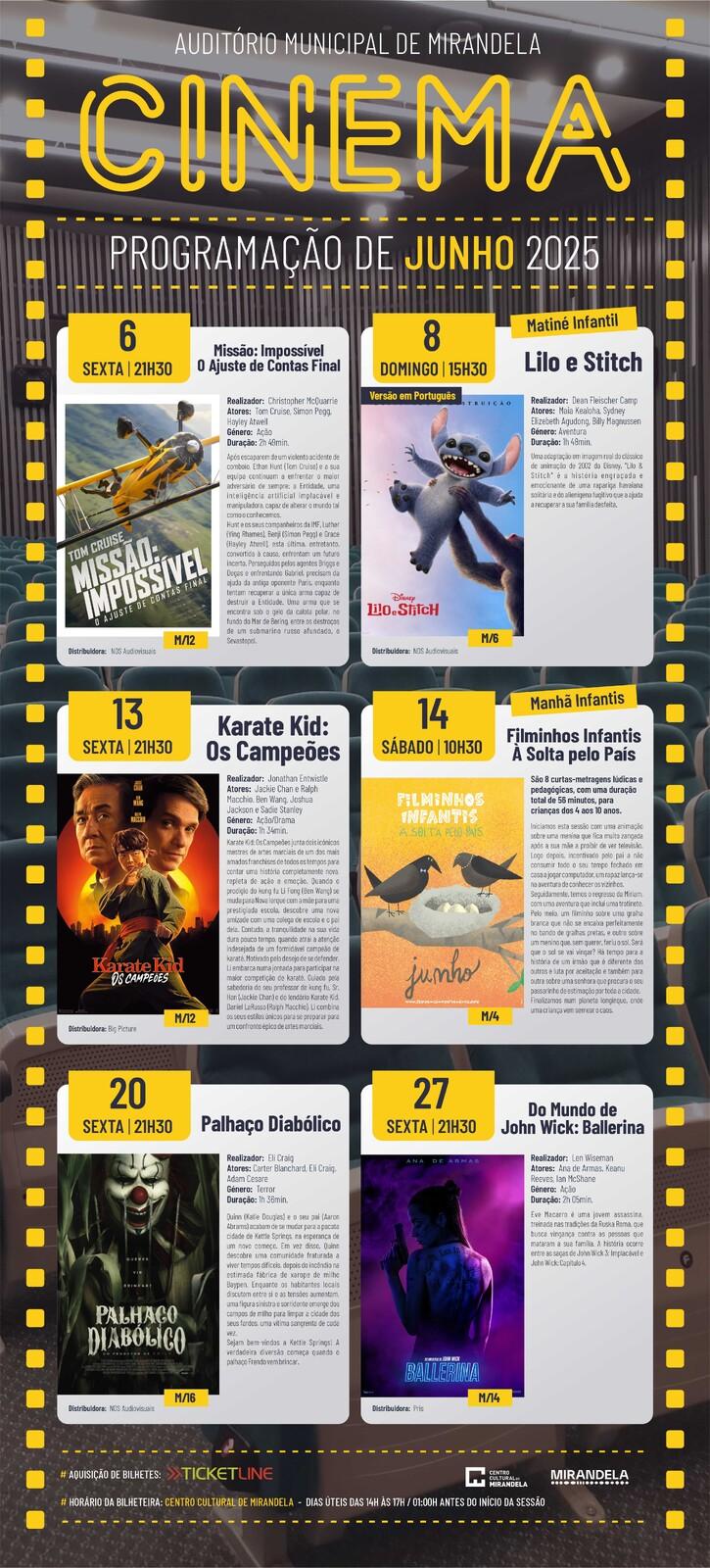Cinema - junho 2025 - O melhor Cinema é no Centro Cultural de Mirandela