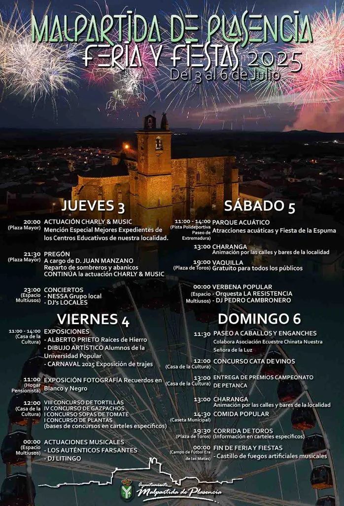 Feria y Fiestas 2025 en Malpartida de Plasencia