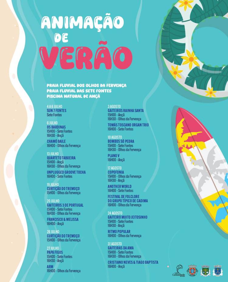 Animação de Verão - Praias Fluviais Olhos da Fervença e Sete Fontes e Piscina Natural de Ançã 2025