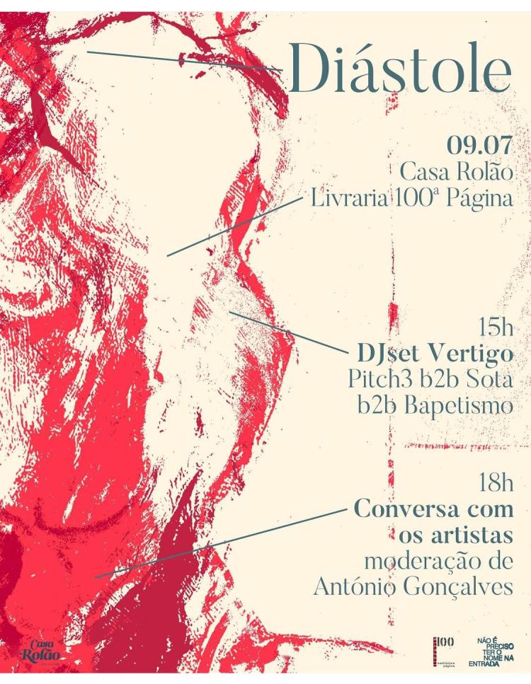 9 JUL QUA 15h00 Diástole Conversa com os artistas Sofia Vermelho e Guilherme Sota