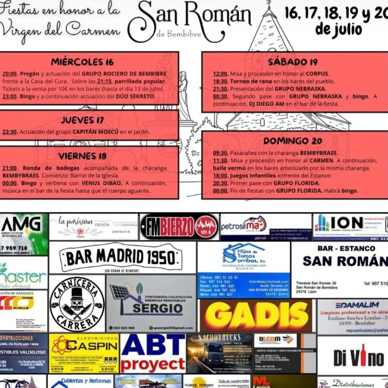Fiestas en Honor a la Virgen del Carmen en San Román de Bembibre