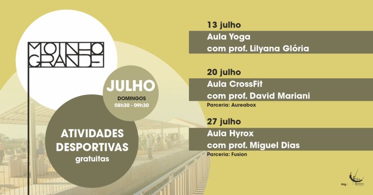 Atividades desportivas gratuitas no Moinho de Maré Grande 