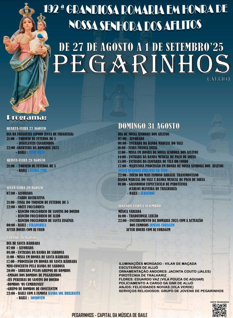 192.ª Grandiosa Romaria em Honra de N.ª Sr.ª dos Aflitos - Pegarinhos