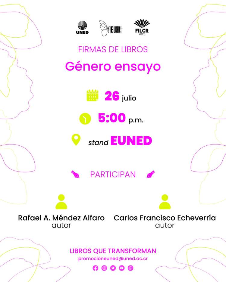 Firmas de libros con autores EUNED: Rafael A. Méndez y Carlos Francisco Echeverría