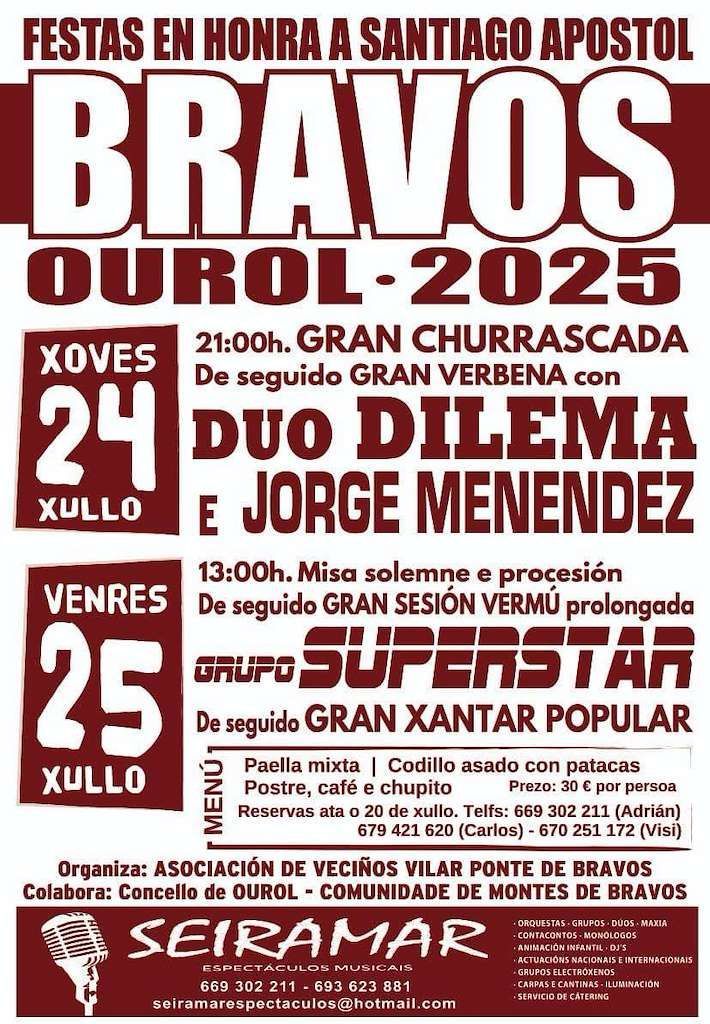 FESTAS DE SANTIAGO APÓSTOLO 2025 | Bravos (Ourol)
