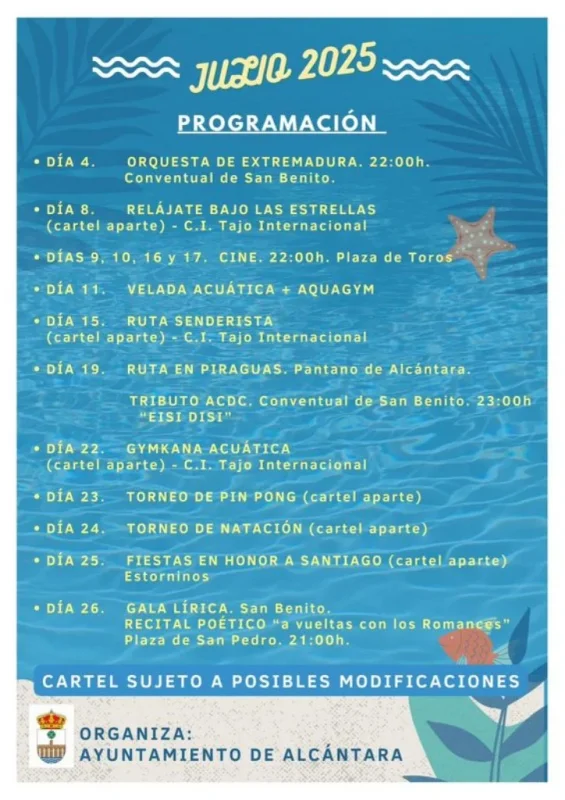 Programación de Julio en Alcántara