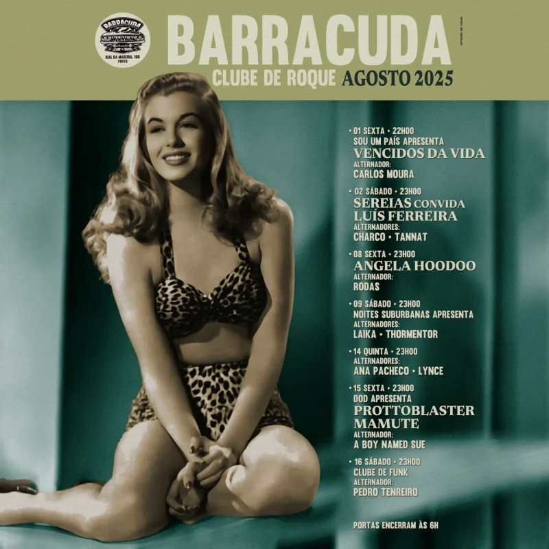 Programação de Agosto no Barracuda Clube de Roque